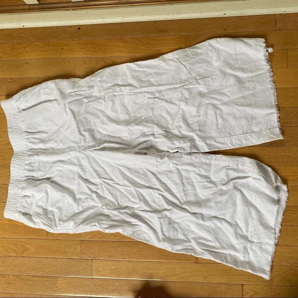 Forever 21 white wide leg linen pants high waisted
